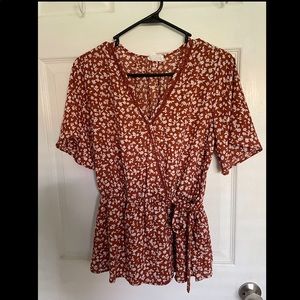 Burnt Orange Floral Blouse